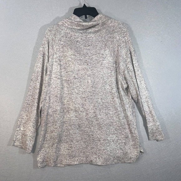 One World Tunic Sweater Womens 2X Gray Heathered Long Sleeve Cowl Neck Casual - Picture 8 of 14